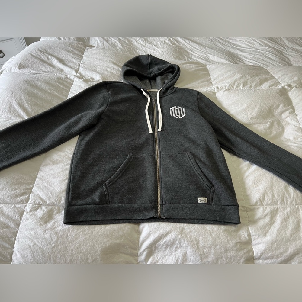 Marine Layer Charcoal Gray Zip Hoodie with White Logo